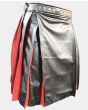 Pleated Black and Red Leather Kilt