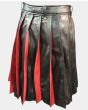 Pleated Black and Red Leather Kilt