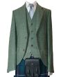 Premium Lovat Green Tweed Dress Kilt Jackets with Vest 