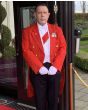 Red Long Prince Charlie Jacket with White Waistcoat Set 