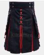 Red Pleats and Black Hybrid Laces Christmas Kilt