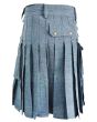 Sky Blue Denim Kilt Back