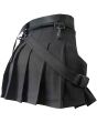 Stylish Black Women Utility Kilt Back