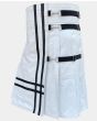 White Front Black Cross Leather Kilt